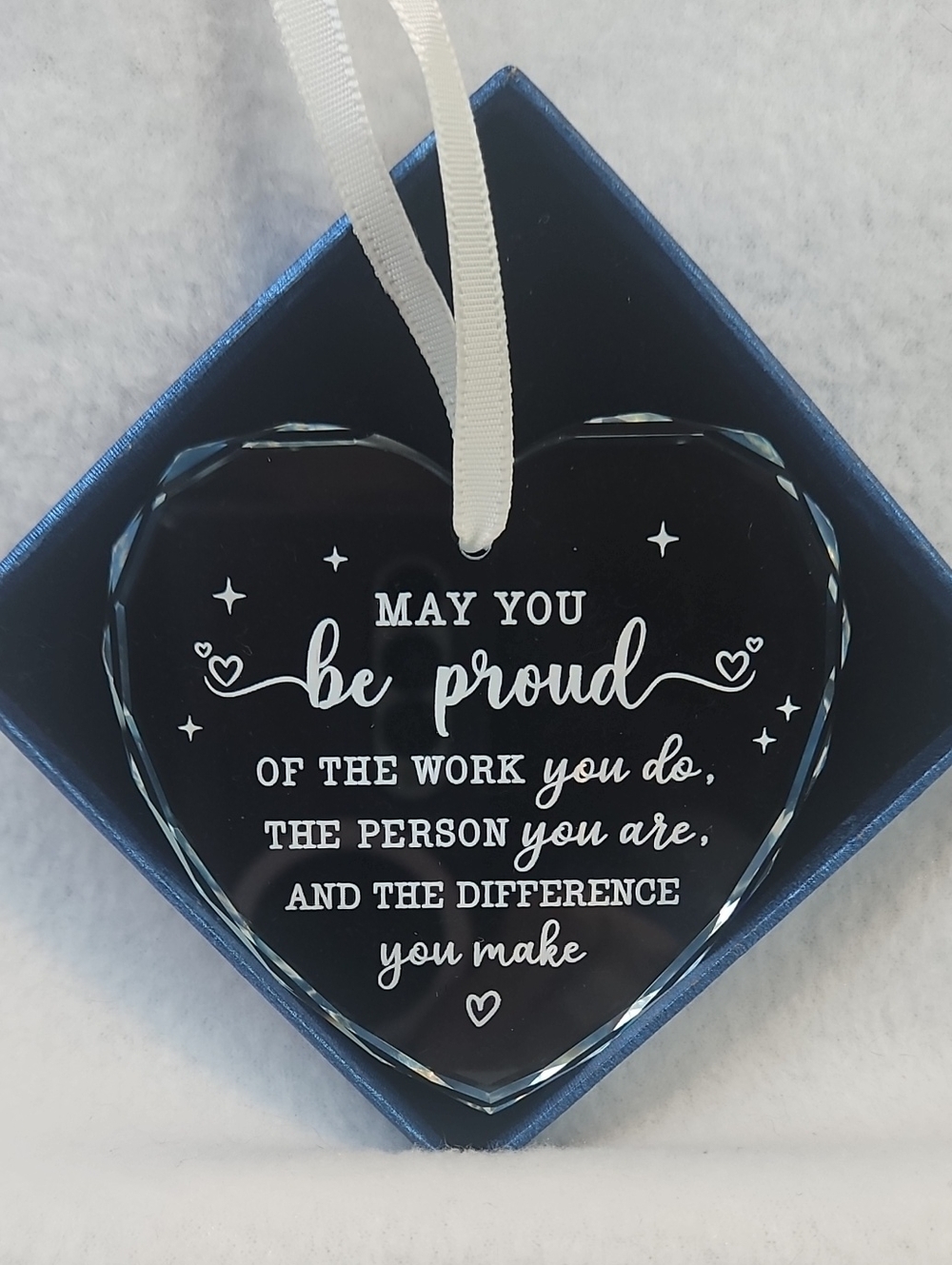 Glass Heart Ornament with Inspirational Quote - Glass For Nurses